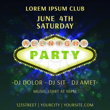 All Bight Party Club Poster Vector Illustration