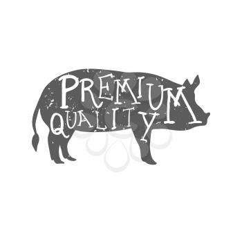 Hand Drawn Farm Animal Pig. Premium quality Lettering. Vector illustration