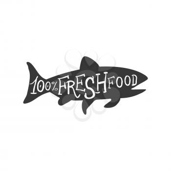 Hand Drawn Fish. Fresh Food Lettering. Vector illustration