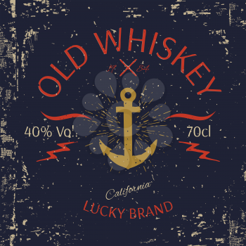 Whiskey Label Design. T-shirt Print. Vector illustration