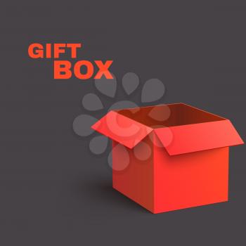 Open Red Box Isolated on Dark Background Vector illustration