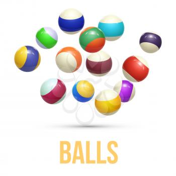 Colorful Striped balls. 3d Spheres. Balls isolated on white background. Vector illustration
