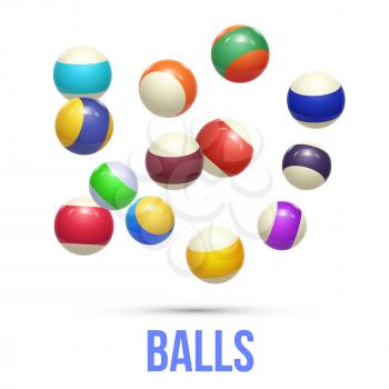Colorful Striped balls. 3d Spheres. Balls isolated on white background. Vector illustration