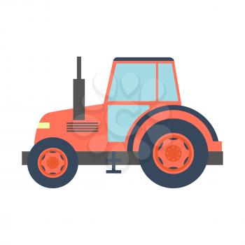 Transport flat tractor icon isolated on white. Vector illustration
