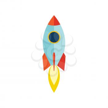 Starup Rocket with Fire. Flat design. Vector illustration