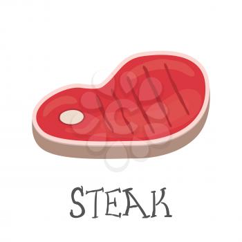 Steak. Piece of meat cuts. Flat design. Vector Illustration