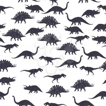 Dinosaur black and white seamless pattern. Vector illustration