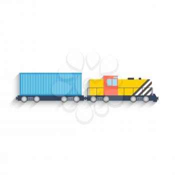 Flat Design locomotive Isolated on white Background. Vector illustration