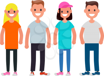 Flat design Characters team. Modern society concept. Vector illustration