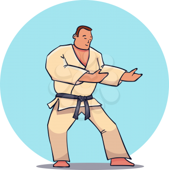 Hand Drawn Character Man in Kimono. Vector illustration