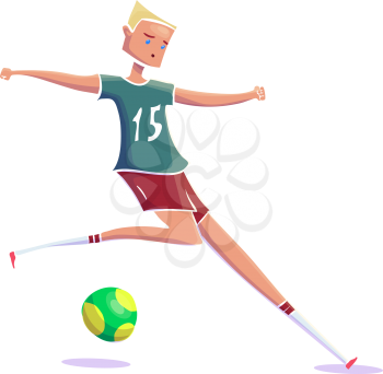Hand Drawn Cartoon Running Soccer Player with Ball. Vector illustration