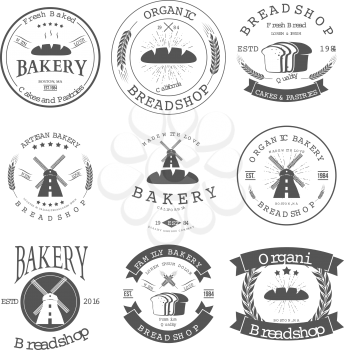 Set of Nine Bakery Label and Badges Design Templates. Vector illustration