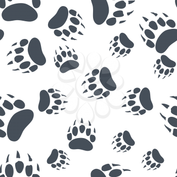 Bear Claw. Bear Footprint Seamless Pattern. Vector illustration