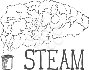 Hand Drawn Steam Illustration on White Background. Vector illustration