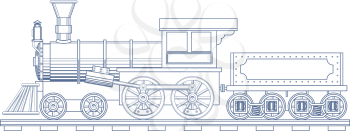 Vintage Steam Train Engrave Illustration. Vector illustration