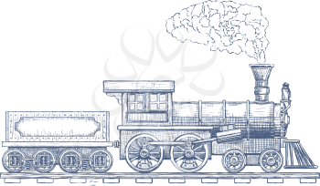 Vintage Steam locomotive vector logo design template. train or transport icon. Vector illustration