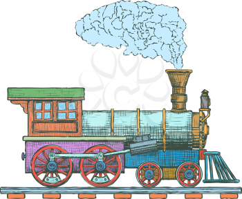 Vintage Steam locomotive vector logo design template. train or transport icon. Vector illustration