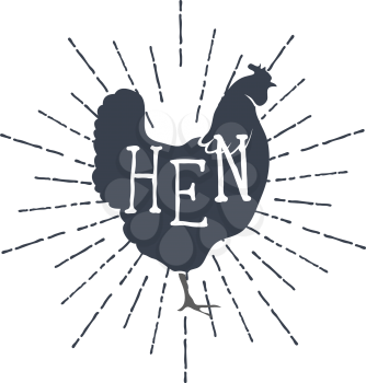 Farm animals, vector icons. silhouette of chicken. Vector illustration