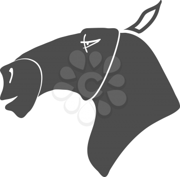 Cartoon Horse Head Silhouette black and white. Vector illustration