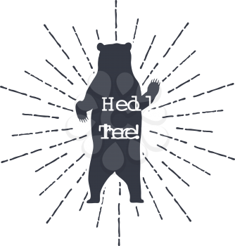 Hand drawn label grizzly bear vector illustration and Hello There inspirational lettering. EPS10