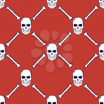 Skulls and Bones Seamless Pattern. Vector illustration