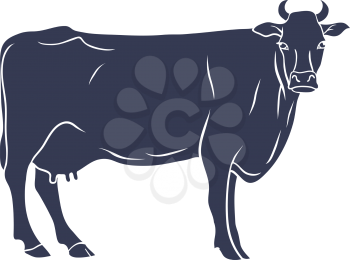 Cow Silhouette isolated on White Background. Vector illustration