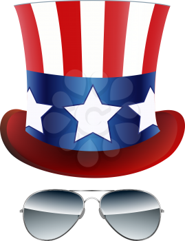American cowboy, USA flag Hat and Glasses. Vector illustration