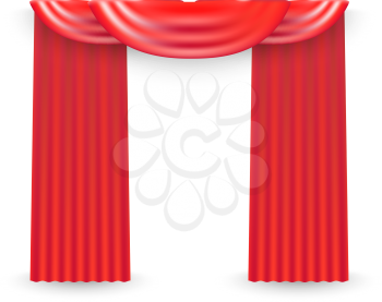 Red curtains on a white background. Vector illustration