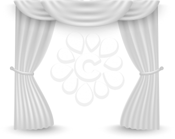 White curtains on a white background. Vector illustration