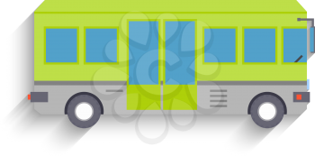 Cool modern flat design public transport items bus, side view, isolated. Vector Illustration