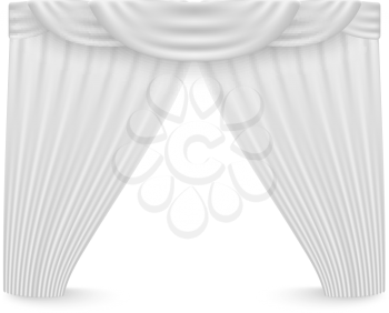 White curtains on a white background. Vector illustration
