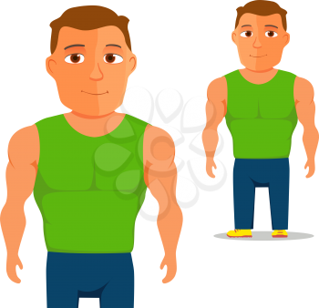 Man in green singlet Cartoon Character. Vector illustration