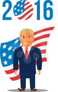 Cartoon Character Man in Blue Suit for Election. Vector illustration