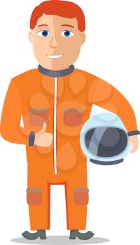 Cartoon Character Spaceman with Cpace Suit. Vector illustration