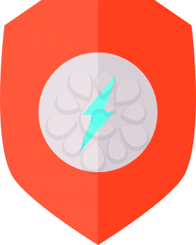Flat design Shield with Lightning Bolt. Vector illustration