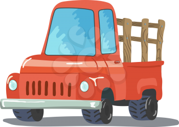 Colorful Cartoon Retro Pickup Truck. Vector illustration