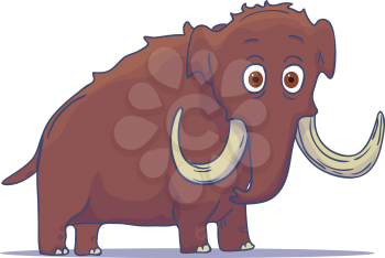 Cartoon Mammoth isolated on white background. Vector illustration