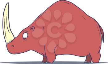 Cartoon Prehistoric Rhino illustration isolated on white background. Vector illustration