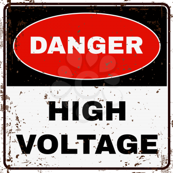 High Voltage Danger Sign. Stock Vector illustration