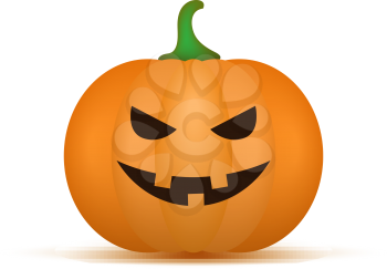 Cartoon halloween pumpkin. Pumpkin with sinister smiling face isolated on white background. Vector illustration