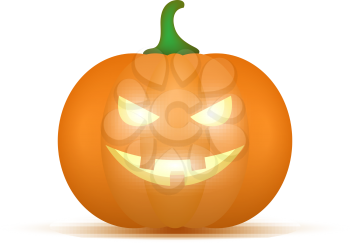 Cartoon halloween pumpkin. Pumpkin with sinister smiling face isolated on white background. Vector illustration