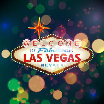 Welcome to Las Vegas Sign with Bokeh Background. Vector illustration