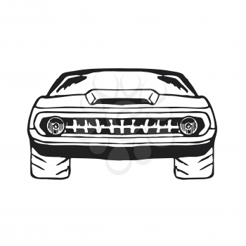 Muscle car hand Drawn on white. Vector illustration
