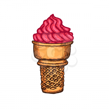 Ice cream cone Sketch. Hand drawn. Vector illustration
