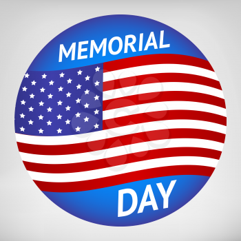 Blue Memorial day icon with american flag