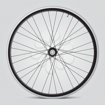 Black metallic bicycle wheel with light background