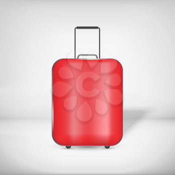Red travel bag with handles and shadows
