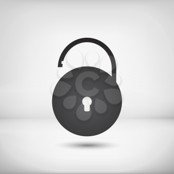 Black lock icon with shadow, light background