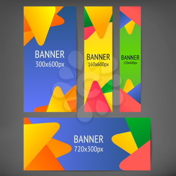 Horizontal and vertical web banners with multi color backgrounds