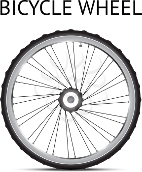 Black and white bicycle wheel with light background